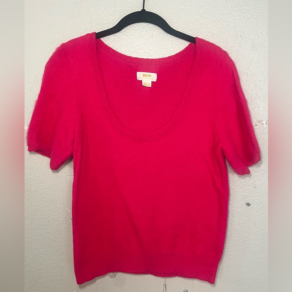Hot Pink Fuzzy Stretchy Sweater - Size M - Anthropologie Maeve